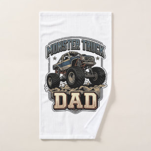 Monster Truck Dad Vintage Vector Shirt Design_1 Hand Towel
