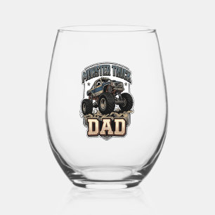 Monster Truck Dad Vintage Vector Shirt Design_1 Stemless Wine Glass