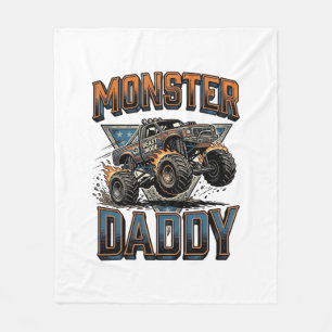 Monster Truck Daddy Vintage Engraving Shirt Design Fleece Blanket