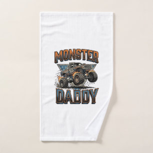 Monster Truck Daddy Vintage Engraving Shirt Design Hand Towel
