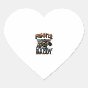 Monster Truck Daddy Vintage Engraving Shirt Design Heart Sticker