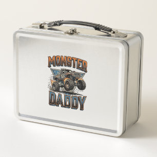 Monster Truck Daddy Vintage Engraving Shirt Design Metal Lunch Box