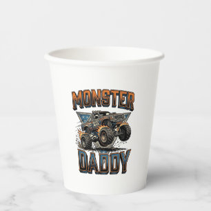 Monster Truck Daddy Vintage Engraving Shirt Design Paper Cups