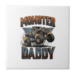 Monster Truck Daddy Vintage Engraving Shirt Design Tile