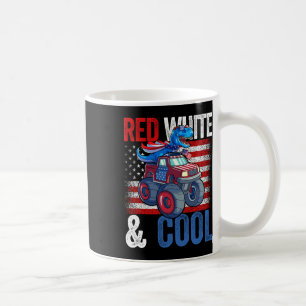 Monster Truck Dino 4th Of July Boys American Flag Coffee Mug