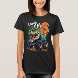Monster Truck Dinosaur Rex 6th Birthday Boy 6 Year T-Shirt