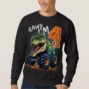 Monster Truck Dinosaur T-Rex 4th Birthday Boy 4 Ye Sweatshirt