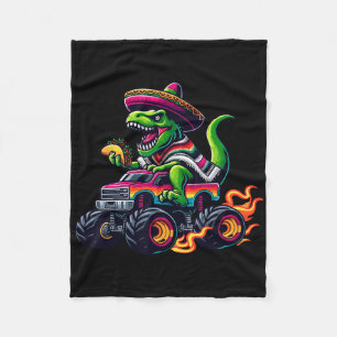 Monster Truck Dinosaur Taco Sombrero Kids Boys Cin Fleece Blanket