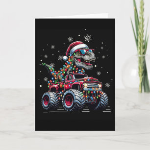 Monster Truck Dinosaur Trex Christmas Boys Kids  Card