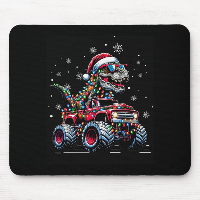 Monster Truck Dinosaur Trex Christmas Boys Kids  Mouse Pad (Front)