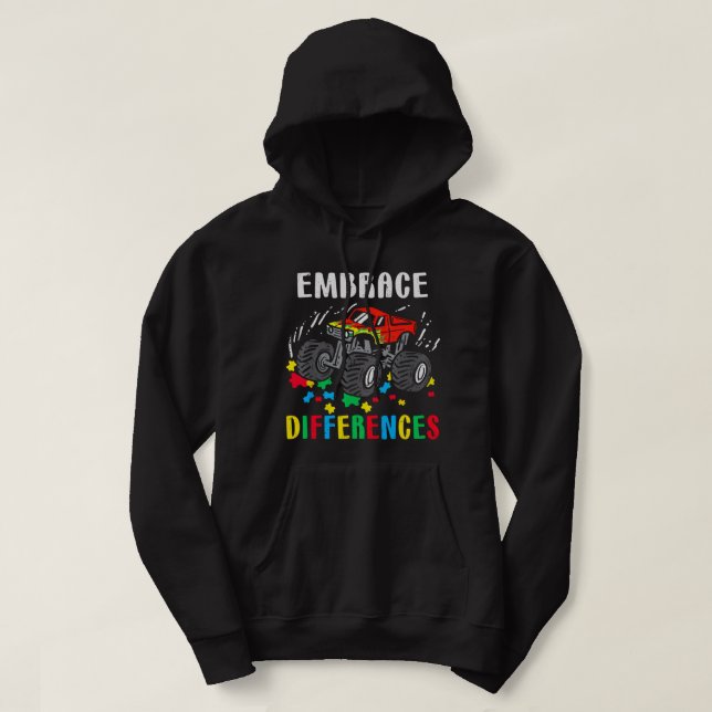 Monster Truck Embrace Differences Shirt Boy Autism (Design Front)