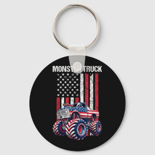 Monster Truck Flag 250 Years 1776 2026 Boys Kids Key Ring