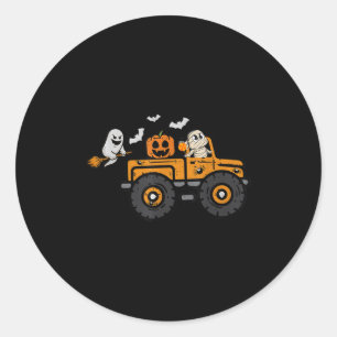 Monster Truck Ghost Pumpkin Halloween Costume Boy  Classic Round Sticker