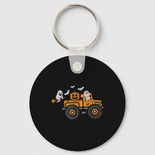Monster Truck Ghost Pumpkin Halloween Costume Boy Key Ring