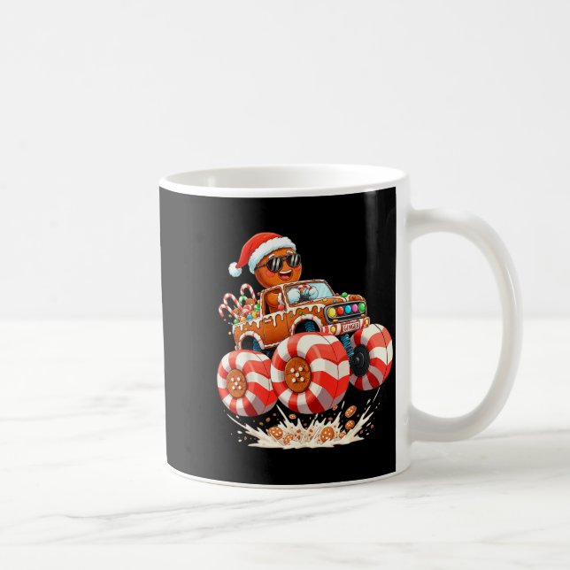 Monster Truck Gingerbread Man Christmas  Coffee Mug (Right)