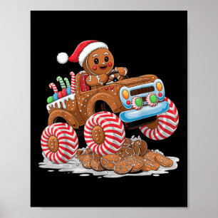 Monster Truck Gingerbread Man Christmas King  Poster