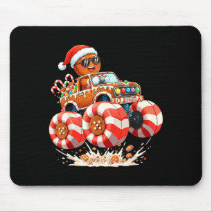 Monster Truck Gingerbread Man Christmas Mouse Pad