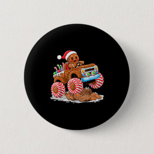 Monster Truck Gingerbread Man Funny Christmas Baki 6 Cm Round Badge