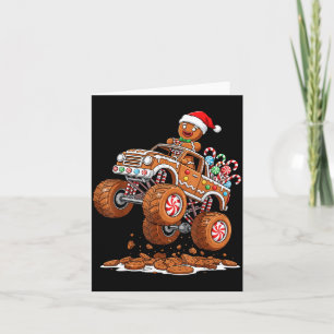 Monster Truck Gingerbread Man Funny Christmas Baki Card