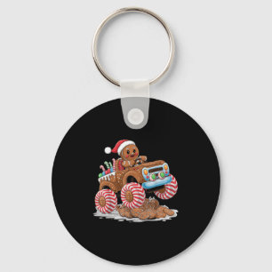 Monster Truck Gingerbread Man Funny Christmas Baki Key Ring