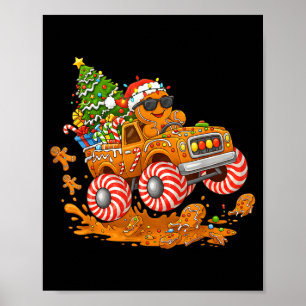 Monster Truck Gingerbread Man Funny Christmas Baki Poster