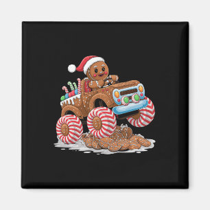 Monster Truck Gingerbread Man Funny Christmas King Magnet