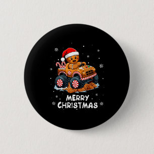 Monster Truck Gingerbread Man Funny Merry Christma 6 Cm Round Badge