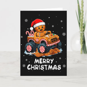 Monster Truck Gingerbread Man Funny Merry Christma Card