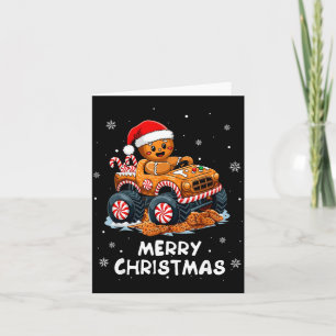 Monster Truck Gingerbread Man Funny Merry Christma Card