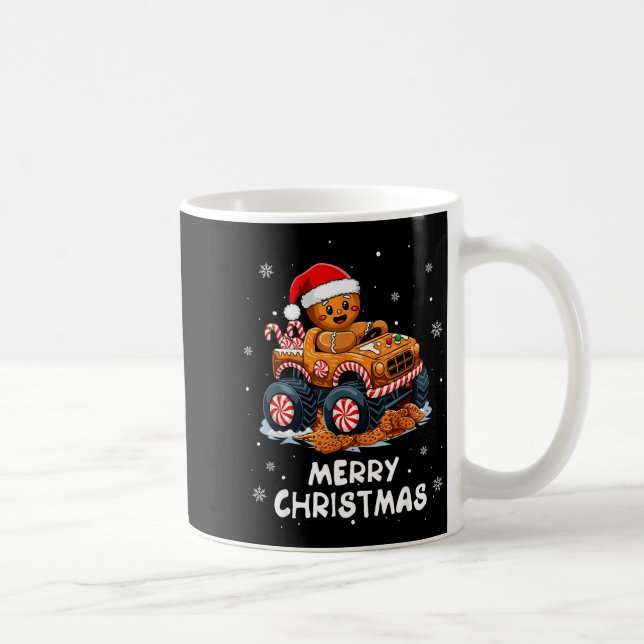Monster Truck Gingerbread Man Funny Merry Christma Coffee Mug (Right)