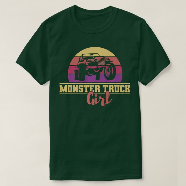 Monster Truck Girl Retro Vintage T-Shirt (Design Front)