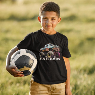 Monster Truck Graphic Name T-Shirt For Boys