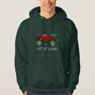 Monster Truck Hauling Christmas Tree: Let It Snow! Hoodie