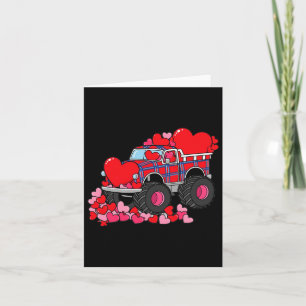 Monster Truck Hearts Plaid For Men Boys Girls Vale Card