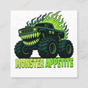 Monster Truck Horror Flame Square Business Card