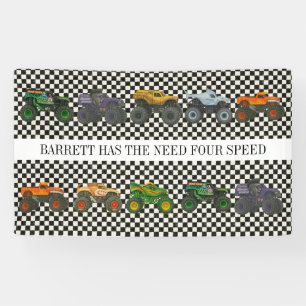 Monster Truck Jam Rally Birthday Vinyl Banner