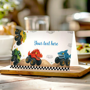 Monster Truck Kids Birthday Party Food Tent Place Card