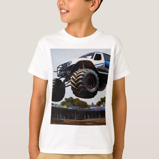 Monster Truck Launch, Boys Tshirt (Front)