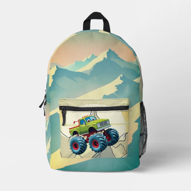 Monster Truck Madness Printed Backpack (Front)