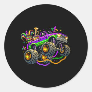 Monster Truck Mardi Gras Costume Teens Boys Kids M Classic Round Sticker