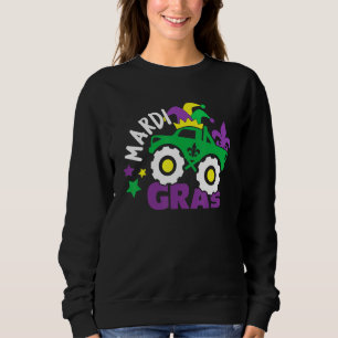 Monster Truck Mardi Gras Jester Hat Funny Carnival Sweatshirt