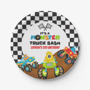 Monster Truck monsters birthday Paper Plate
