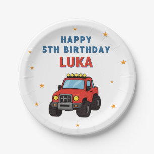 Monster Truck Name Age Birthday Party Paper Plate