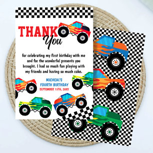 Monster Truck Need Four Speed Birthday Thank You Card