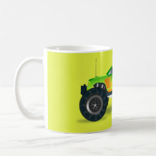 Monster truck on lime green coffee mug