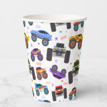 Monster Truck Paper Cups, Truck Birthday Party