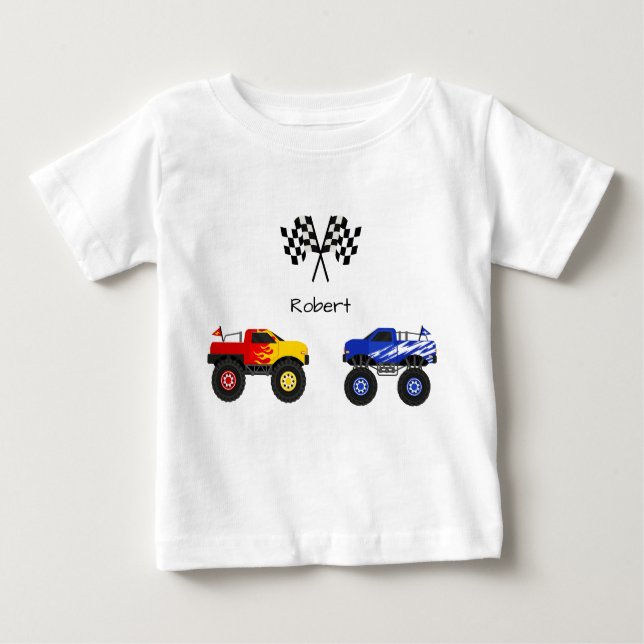 Monster Truck Personalised  Baby T-Shirt (Front)