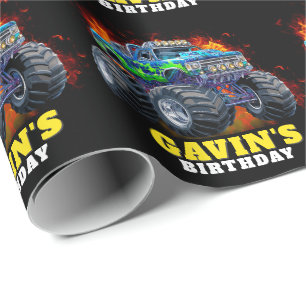 Monster Truck Personalised Birthday Party Wrapping Paper