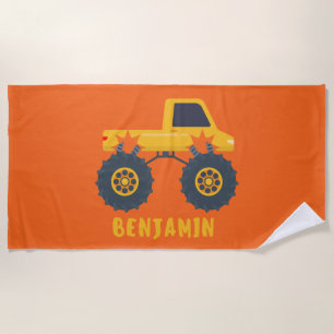 MONSTER TRUCK PERSONALIZED BEACH TOWEL