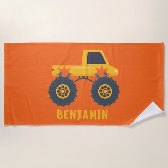 MONSTER TRUCK PERSONALIZED BEACH TOWEL (Front)